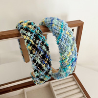 Blue Ocean Series classique laine plaine Tweed bandeau mode rétro coréen éponge bandeau fille cheveux accessoires