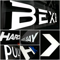 Enseignes LED lumineuses Facelit, enseignes en verre lumineuses LED fabriquées, enseignes en acrylique avec lettres en acier inoxydable LED