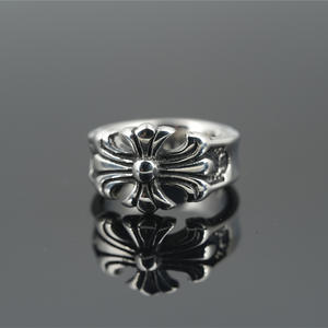 All'ingrosso Vintage da uomo argento minimalista in acciaio inox Charm croce <span class=keywords><strong>anello</strong></span> Chunky <span class=keywords><strong>con</strong></span> pietra - Product Image 3