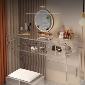 Table d'appoint moderne contractée en acrylique à grains transparents Table basse à la mode Table à thé ondulée à l'eau pour l'étude du bureau à domicile - Product Image 3