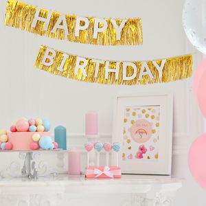 Happy Birthday Fringe <b>Letter</b> Banner Tinsel Curtain Backdrop Wall Hanging Decor Photo Booth Prop for Kids Party - Product Image 2