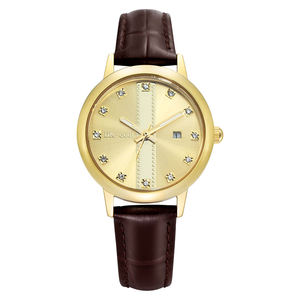 Montres de couple en cuir de luxe OEM unisexes, logo personnalisé en or, montres mécaniques en laiton - Product Image 2