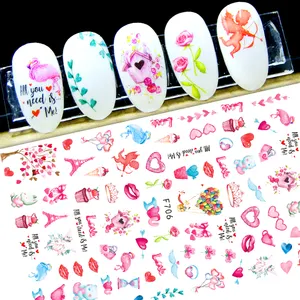 TSZS 2021 Valentine's Day Spring Stickers 3D Nail Decal Colorful Flowers Sticker Laser Nail Art Decoration