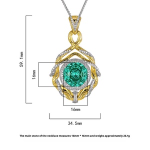 เครื่องประดับแฟชั่นเป็นมิตรกับสิ่งแวดล้อมทองแดงสีเขียวเลียนแบบพาราอิบาคิวบิกเซอร์โคเนียย้อนยุคที่ไม่ซ้ำใครสร้อยคอจี้สำหรับผู้หญิงสวมใส่สบายๆ - Product Image 2