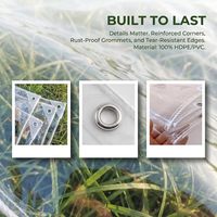Bâche transparente imperméable en polyester de 14 mils d'épaisseur avec œillets, pour patio, serre, couverture extérieure, usage industriel, résistante aux UV