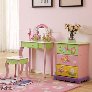 Coiffeuse de maquillage pour filles, rose, style princesse, avec miroir, Table de toilette, couronne et miroir - Product Image 6