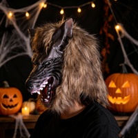 Máscara de Hombre Lobo Terrorífica en Oferta, Forma Facial Horripilante, Decoración de Pelaje Suave, Accesorio de Disfraz para Fiesta de Halloween