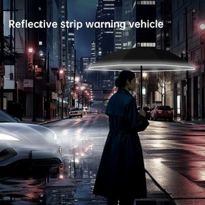Paraguas de Lujo Plegable en 3 Secciones con Banda Reflectante de Seguridad, Totalmente Automático, Resistente al Agua 10K, Resistente al Viento, con Linterna Pequeña - Product Image 4