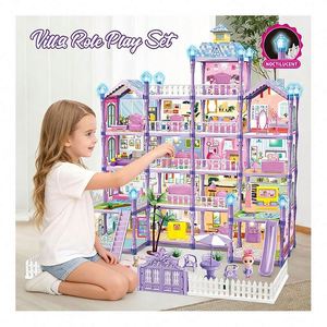Casa de Muñecas Grande para Niñas, Villa de Juguete con Balcón, Piscina, Tobogán, Ascensor, Muebles, Juego de Imitación, Regalo - Product Image 3