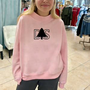 Autumn Custom Flocking Print Women's Heavyweight 400GSM Soft Fleece Oversize Sweatshirt Solid Mock Neck Sweatshirt - Product Image 3