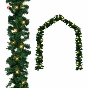 Festive And Lifelike Christmas And Winter Extra-Thick Decoration Garland With LED Indoor And Outdoor Ambiance