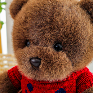 Ensemble de peluches ours en peluche marron et blanc avec pull |   Animal en peluche de style DIY avec doublure en maille pour cadeau - Product Image 2