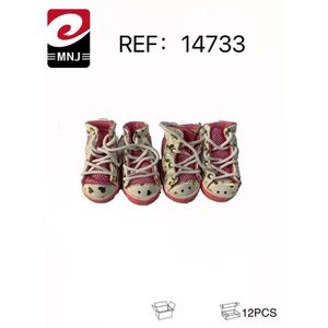 Scarpe per cani rosa alte con stelle e cuori per cuccioli, confezione da 12 pezzi - Product Image 3