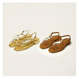 Sandales romaines d'été à bout rond tressées et ajourées pour femme, à talon épais, décontractées pour l'extérieur - Product Image 1