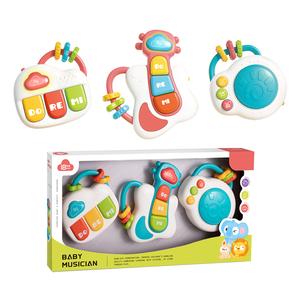 Ensemble de jouets musicaux 3 pièces pour bébé avec <span class=keywords><strong>piano</strong></span>, batterie à main et guitare, son et lumière, jeu éducatif pour les nourrissons et les tout-petits, apprentissage de la musique - Product Image 1