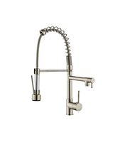Robinets de cuisine monotrou montés sur pont avec tuyaux flexibles d'eau chaude et froide Poignée simple extractible en acier plastique