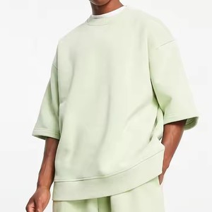 <span class=keywords><strong>Felpa</strong></span> da uomo con cappuccio <span class=keywords><strong>oversize</strong></span> a tracolla a tracolla alla moda in bianco cotone francese manica <span class=keywords><strong>corta</strong></span> - Product Image 6