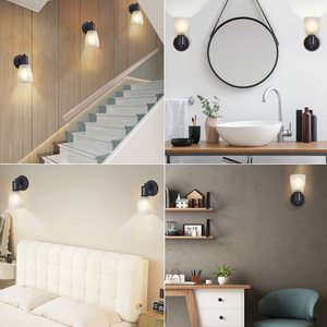 Chải Nickel sắt E26 Vanity đèn phòng ngủ hiện đại tường ánh sáng đồ đạc chuyển đổi quay Wall Mount Frosted Glass Tường Đèn - Product Image 4