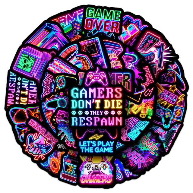 50Pcs Factory PVC Waterproof Custom Neon Game Cartoon Graffiti Decor Stickers for Toys, Cups & Keyboards