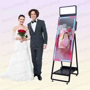 Beauty Photo Booth LED Light Magic Photo Mirror Booth With Fight Case Wedding Party Supplies 21.5 Inch LCD Photobooth Kiosk