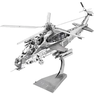 Pcecool modo de quebra-cabeça de metal 3d, WUZHI-10 helicóptero, modelo adulto, brinquedo, 3d aço inoxidável, quebra-cabeça de quebra-cabeça