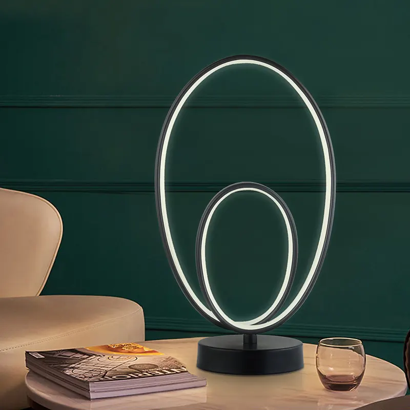 Lampu Meja LED Industri Desain Modern Mudah Dipasang dengan Dasar Lampu Logam untuk Kamar Tidur dan Ruang Tamu