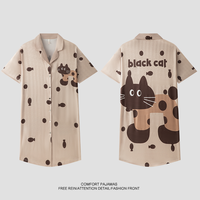 Pyjama d'été pour femmes à manches courtes, robe de nuit une pièce pour filles, ensemble de pyjama