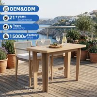 Chaise de bar en teck moderne, table à manger, durable, légère, imperméable, résistante aux UV, séchage rapide, éponge, mobilier d'extérieur, 3-5 ans