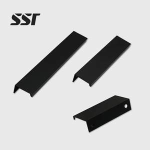 Tiradores de gabinete ocultos de latón, tiradores contemporáneos para armarios de cocina, pomos para cajones, tiradores de puerta de muebles, tiradores en forma de G SSR para sótano - Product Image 1