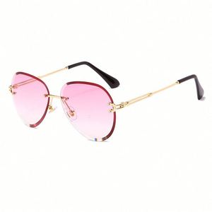Lunettes de soleil ovales sans monture à verres dégradés style vintage 2022 pour femmes - Product Image 6