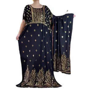 Prêt pour l'expédition doux grande taille écharpe et robe rayonne coton grande taille femme africaine robe de mode