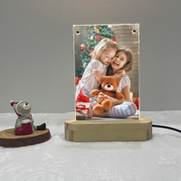 Miroir magique en bois plastique A4 4x6 pouces Mini Led Light Ps Acrylique base en bois Cadre photo