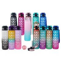 Bouteille d'eau de sport personnalisée 1000 ml avec couvercle à ouverture rapide, échelle de temps et infuseur à thé, portable pour activités extérieures