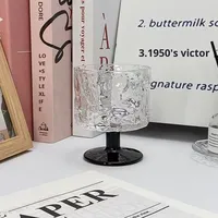 Tasse à thé glacé Americano de style Instagram, design moderne et simple, écologique, en verre à haute tige, design de niche en relief