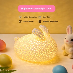 Lampe de nuit creuse imprimée en 3D avec lapin de Pâques de dessin animé et œufs colorés, décoration de festival multicolore - Product Image 4