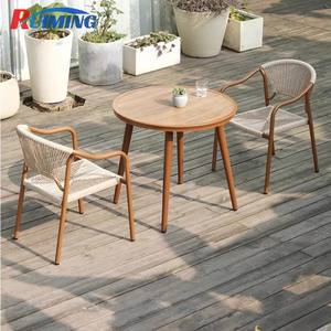 Garden Terrace HPL <span class=keywords><strong>Panel</strong></span> Table Set Patio Balcón PE Rattan Sillas de comedor y mesa al aire libre Muebles súper duraderos - Product Image 3
