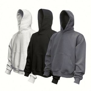 H5455 Clothes Vendor Wholesale Custom Solid Color 360 Gsm Cotton Blends Boxy Oversized Hoodies Men's Hoodies - Product Image 1
