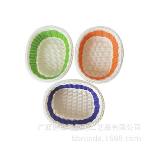 Panier de rangement tissé à la main, rond, multicolore, conteneur alimentaire pour la maison, panier à collations pour bureau - Product Image 5