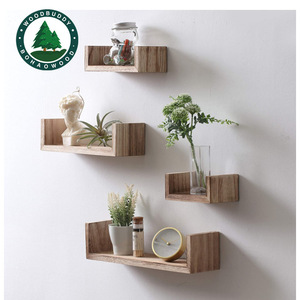 Woodbuddy Solid Wood Wall <b>Shelf</b> Rectangle Minimalist Durable Living Room <b>Bedroom</b> Study Bathroom Storage Display Rack - Product Image 3