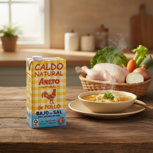 Qualité garantie fabriquée en Espagne 6X1L Bouillon naturel de soupe fraîche de poulet à faible teneur en sel avec une longue durée de conservation - Product Image 3