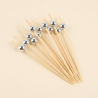 Piques à cocktail en bambou argenté de 12 cm, brochettes fantaisie pour apéritifs et fruits, cure-dents jetables pour fêtes et traiteurs