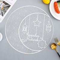 Napperon de table rond Ychon en PVC de 38 cm, grande taille, pour l'Aïd Ramadan, décoration de table pour les fêtes islamiques musulmanes à la maison