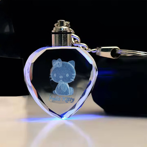 <strong>Cheap</strong> Crystal Gifts Unique Holiday Gift Valentine's Day Gift Crystal LED Keychain <strong>Custom</strong> Rose <strong>Flower</strong> Heart Glass love Keyring - Product Image 2