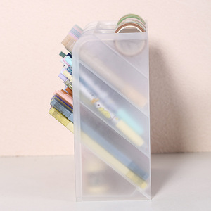 Transparent 13-Compartment Pen Holder Stationery Storage <b>Box</b> With Slanted Insert For Markers Art Pens <b>Large</b> Capacity Organizer - Product Image 4