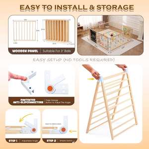 Parc pour bébé en bois avec tableau noir et tableau magnétique, extensible et sûr, pour les activités des tout-petits, espace <span class=keywords><strong>de</strong></span> jeu et d'apprentissage en intérieur - Product Image 3