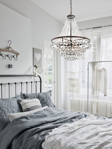 Crystal Chandelier Bell Shape E26 Bulb Base <b>LED</b> 3500K Warm White Gold Body Adjustable Height Dimmable Large Living Pendant <b>Light</b> - Product Image 4