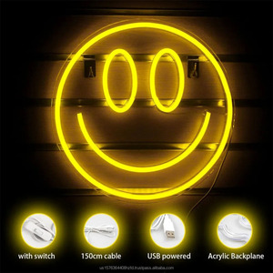 Panneau lumineux LED néon suspendu, visage souriant, haute luminosité, panneau d'affichage lumineux, panneau acrylique, 5V 12V - Product Image 2