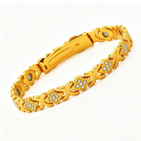 Bracelet magnétique à quatre feuilles pour femmes, bracelet en alliage incrusté de strass, bijoux tendance pour femmes, cadeau