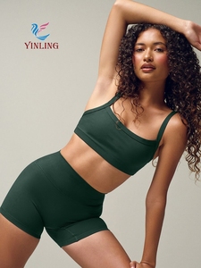 Горячая распродажа: спортивный комплект для женщин — топ-бра и шорты. Дышащий, быстросохнущий, для тренировок, фитнеса и йоги. - Product Image 5