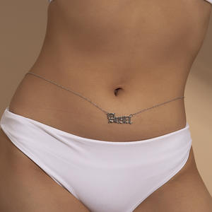 カスタムジオメトリックレトロレター「<span class=keywords><strong>ANGEL</strong></span>」ウエストチェーンセクシーファッションボディチェーンPVD金メッキジュエリーステンレススチールベリーチェーン - Product Image 1